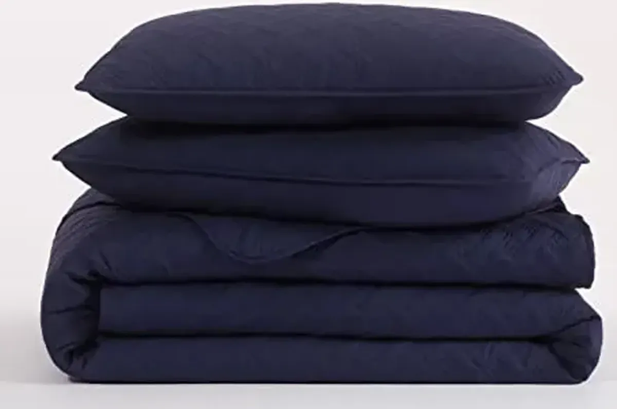 Serta ComfortSure Soft 3-Piece King/ Cal King Quilt Bedding Set, Includes Bedspread/Coverlet and Pillow Shams, Bedding for All Seasons, Machine Washable, Navy