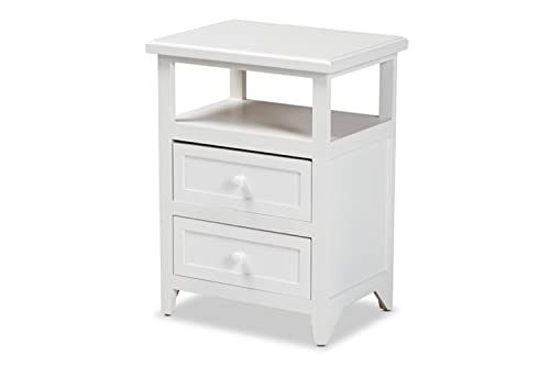 Baxton Studio Karsen Modern and Contemporary White Finished Wood 2-Drawer Nightstand