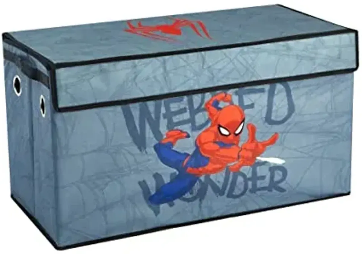 Marvel Spiderman 4 Piece Collapsible Storage Solution Set with Pop Up Hamper, Collapsible Storage Trunk and 2 Collapsible Storage Cubes
