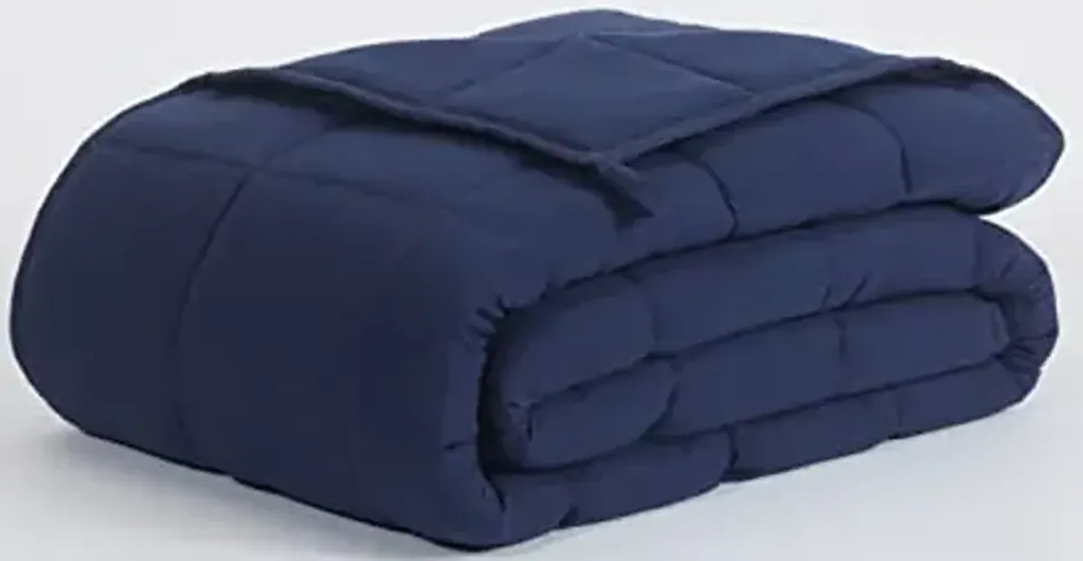 SERTA Zen Rest Wrinkle Resistant Adult Heavy Weighted Throw Blanket Filled with Glass Beads, 15 lbs (60 in x 80 in), Navy