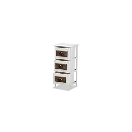 Baxton Studio Fanning Modern and Contemporary Two-Tone White and Walnut Brown Finished Wood 3-Drawer Storage Unit