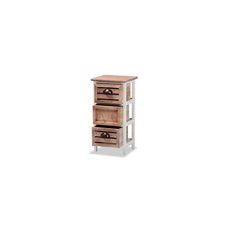 Baxton Studio Palta Modern and Contemporary Two-Tone White and Oak Brown Finished Wood 4-Drawer Storage Unit