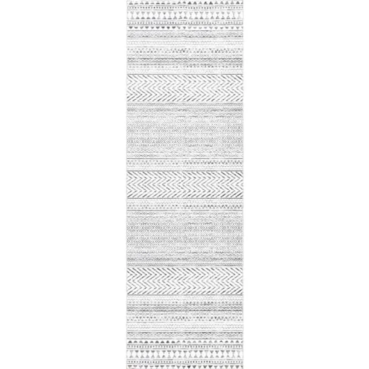 nuLOOM 2'6" x 12' Machine Washable Stain-Resistant Area Rug with Non Slip Backing, Low Profile for Living Room, Bedroom, and Dining Room, Kira Grey