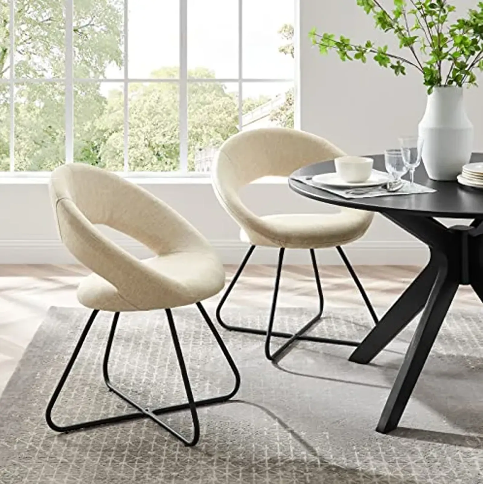 Modway Nouvelle Dining Chair, Black Beige