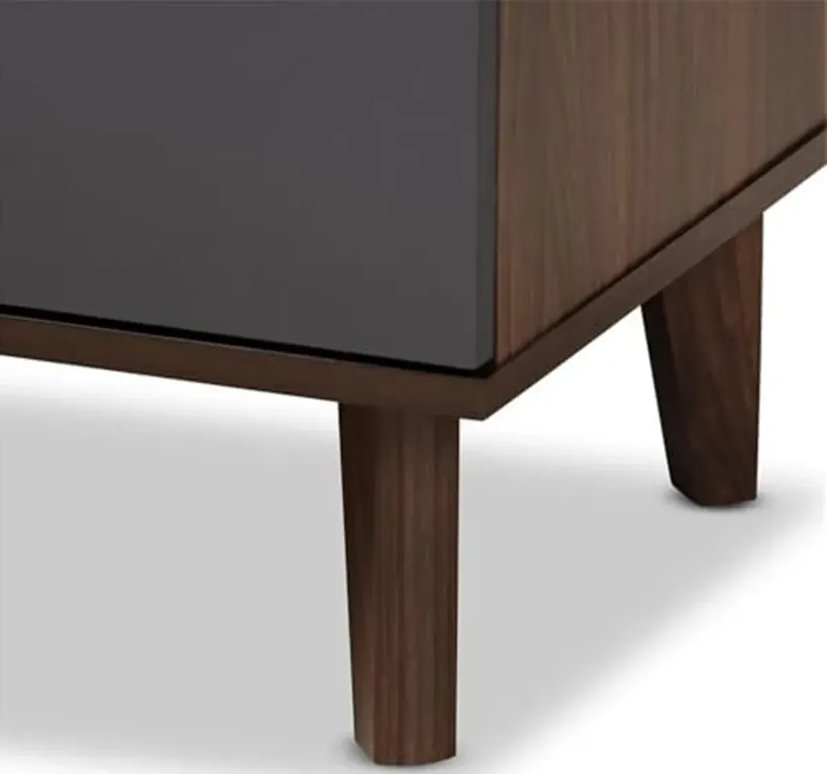 Baxton Studio Moina Mid-Century Modern Two-Tone Walnut Brown and Grey Finished Wood TV Stand