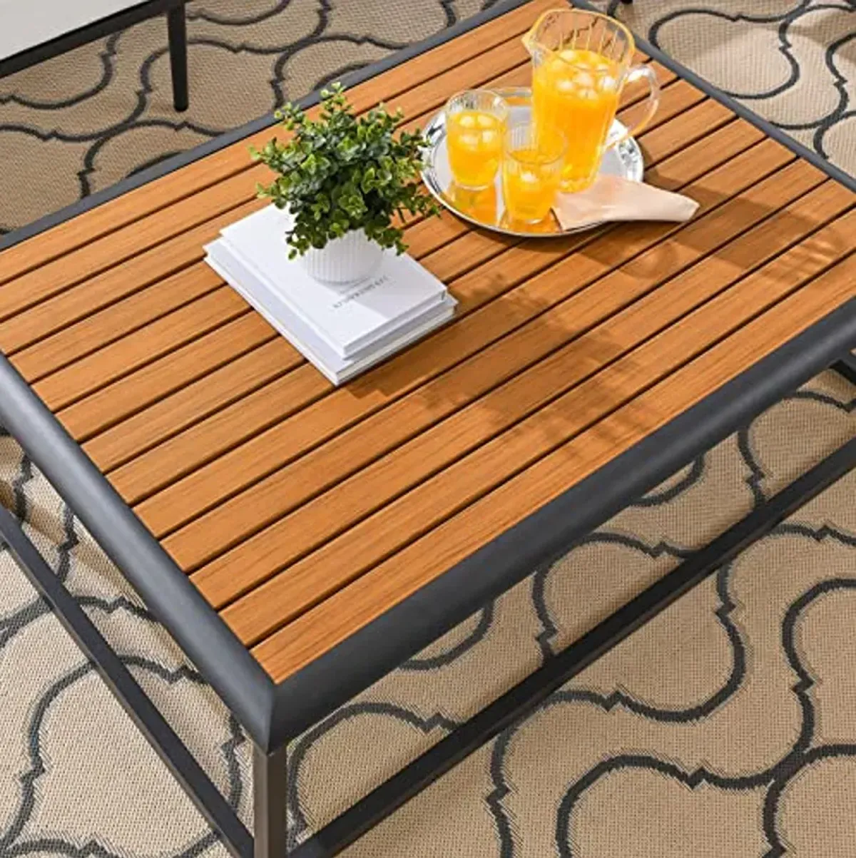 Modway EEI-3021-GRY-NAT Outdoor Patio Coffee Table, Gray Natural