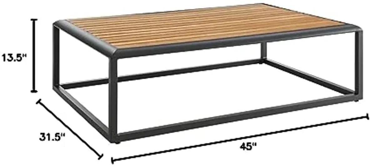 Modway EEI-3021-GRY-NAT Outdoor Patio Coffee Table, Gray Natural