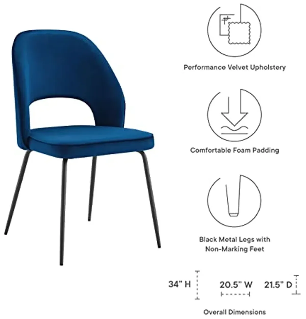 Modway Nico Performance Dining Chair, Black Navy