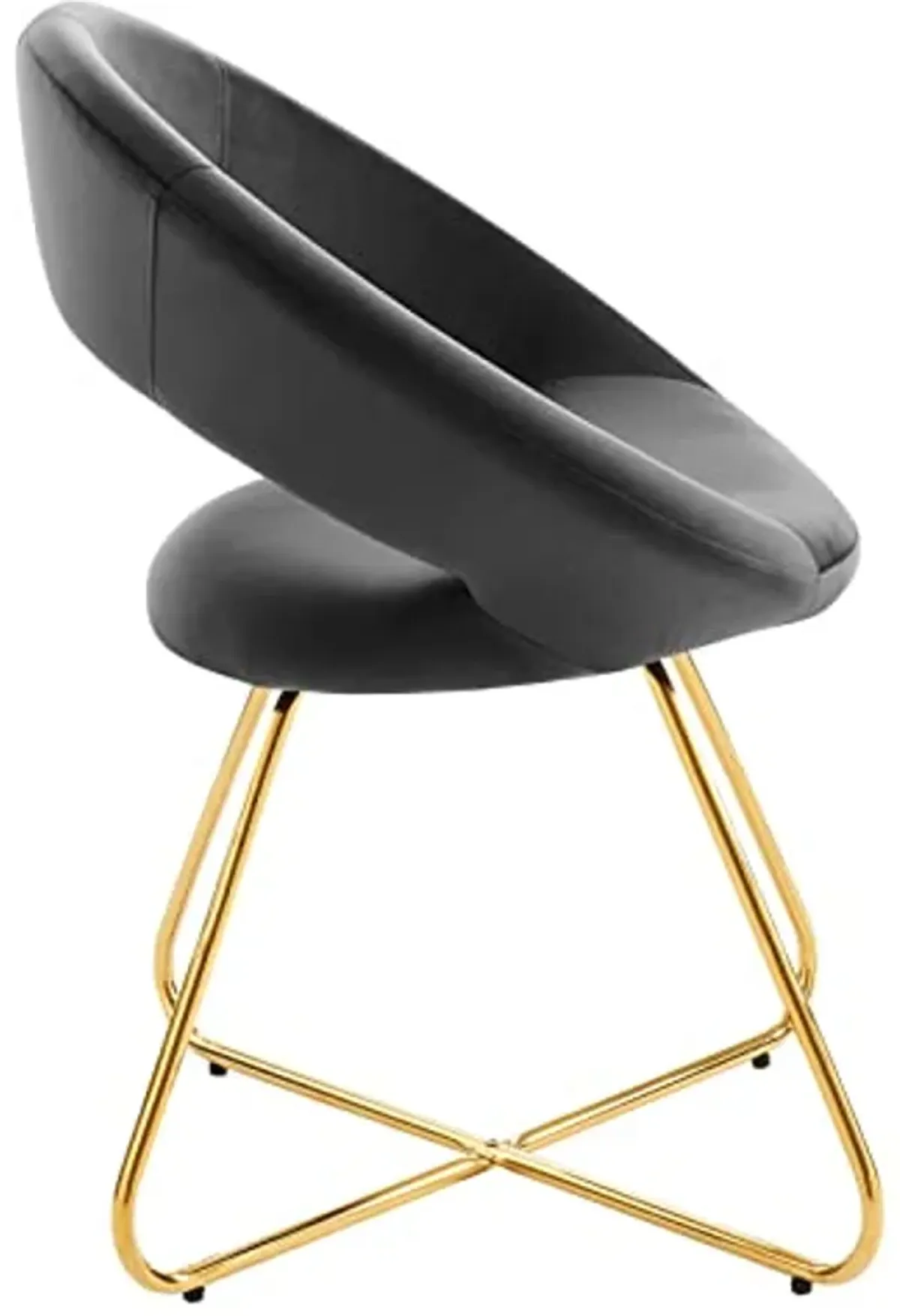 Moday Nouvelle Performance Velvet Dining Chairs in Gold Charcoal - Set of 2