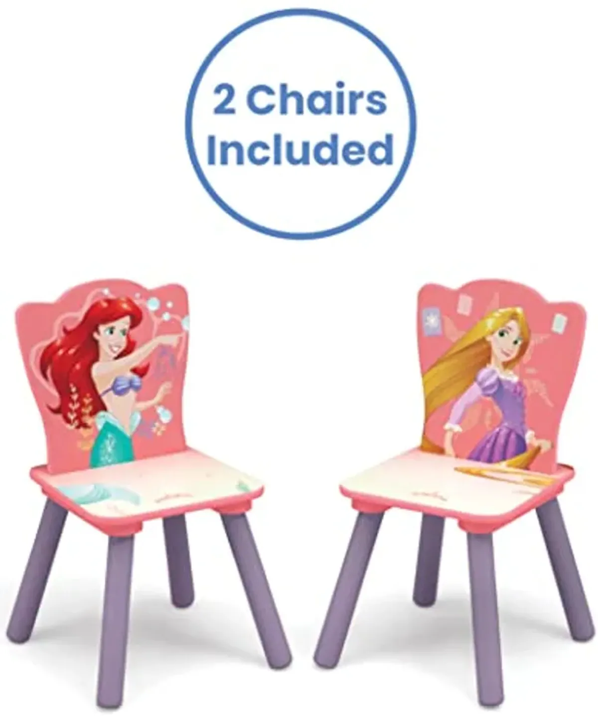 Delta Children Kids Table and Chair Set with Storage (2 Chairs Included) - Ideal for Arts & Crafts, Snack Time, Homeschooling, Homework & More, Disney Princess