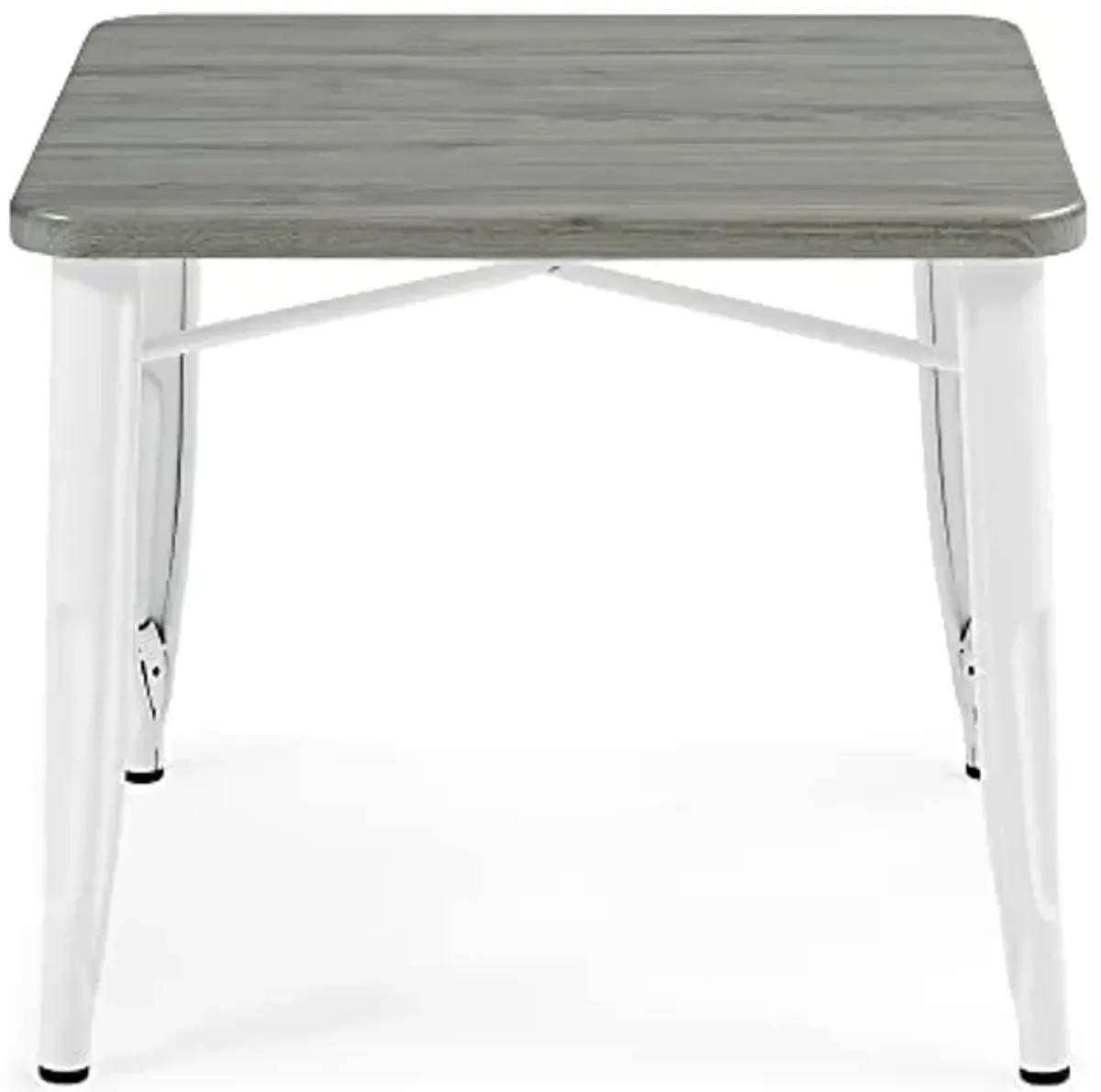 Delta Children Bistro Kids Play Table - Ideal for Arts & Crafts, Snack Time, Homeschooling, Homework & More, White Metal/Grey Barnboard