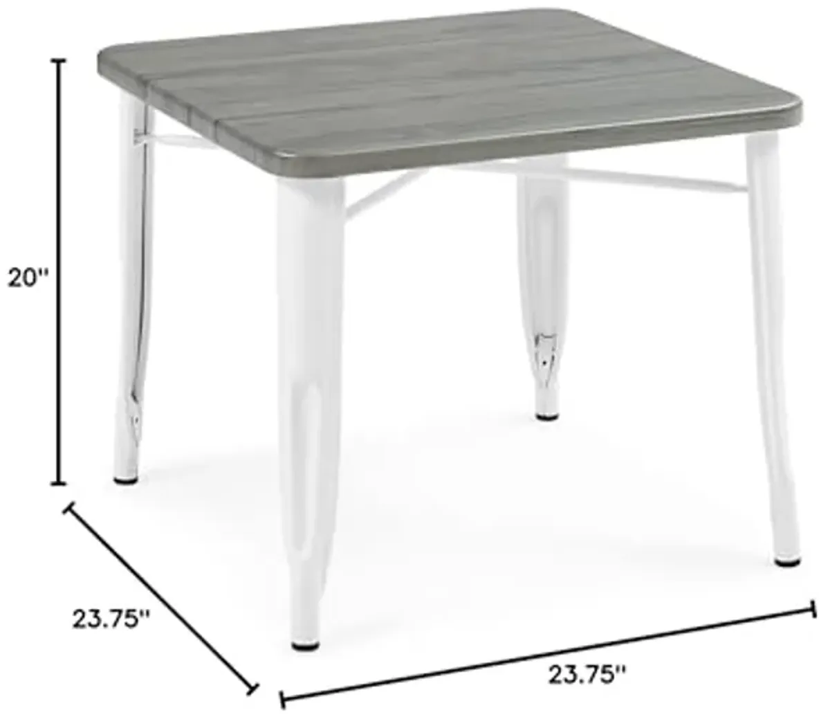 Delta Children Bistro Kids Play Table - Ideal for Arts & Crafts, Snack Time, Homeschooling, Homework & More, White Metal/Grey Barnboard