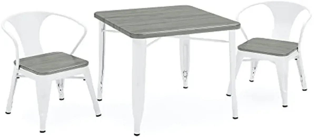 Delta Children Bistro Kids Play Table - Ideal for Arts & Crafts, Snack Time, Homeschooling, Homework & More, White Metal/Grey Barnboard