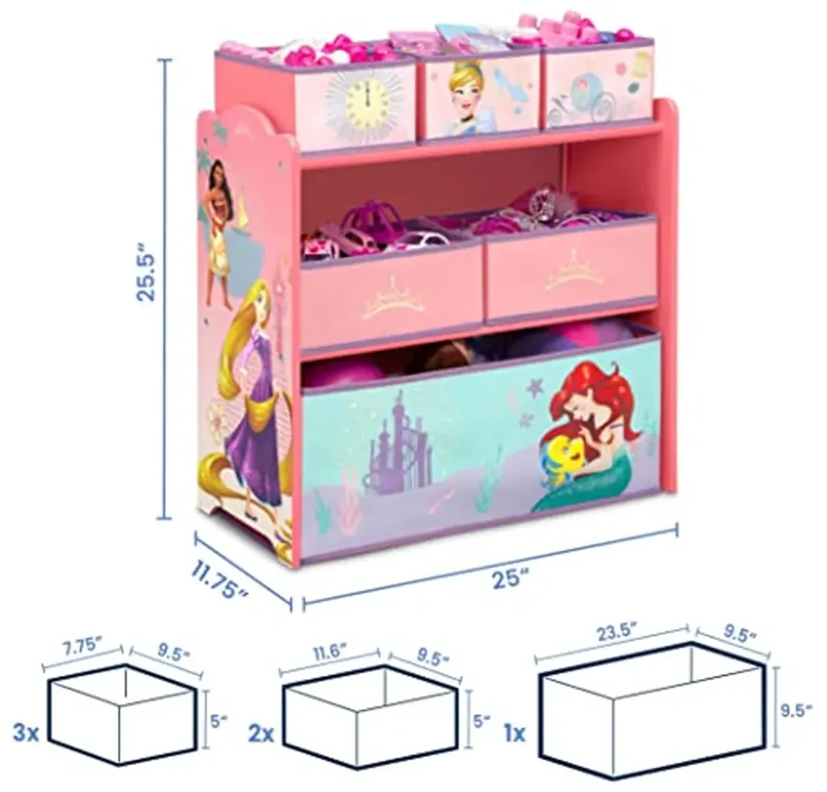 Delta Children Design & Store 6 Bin Toy Storage Organizer, Disney Princess