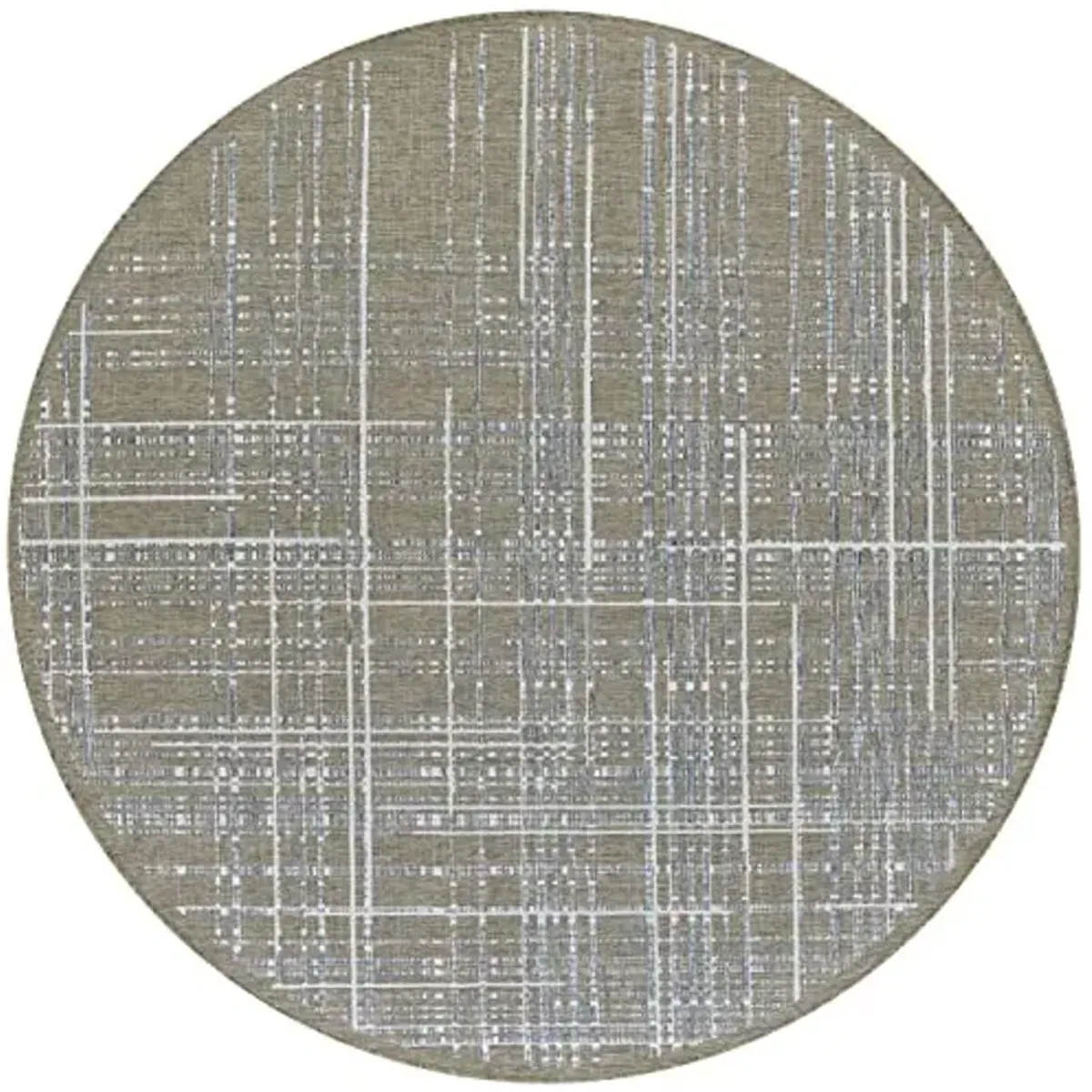 Couristan Charm Outdoor Area Rug - Ohe 7'10" Round in Sand Light Brown and Ivory Color, Hose Washable, Pet Friendly, Patio and Home Decor