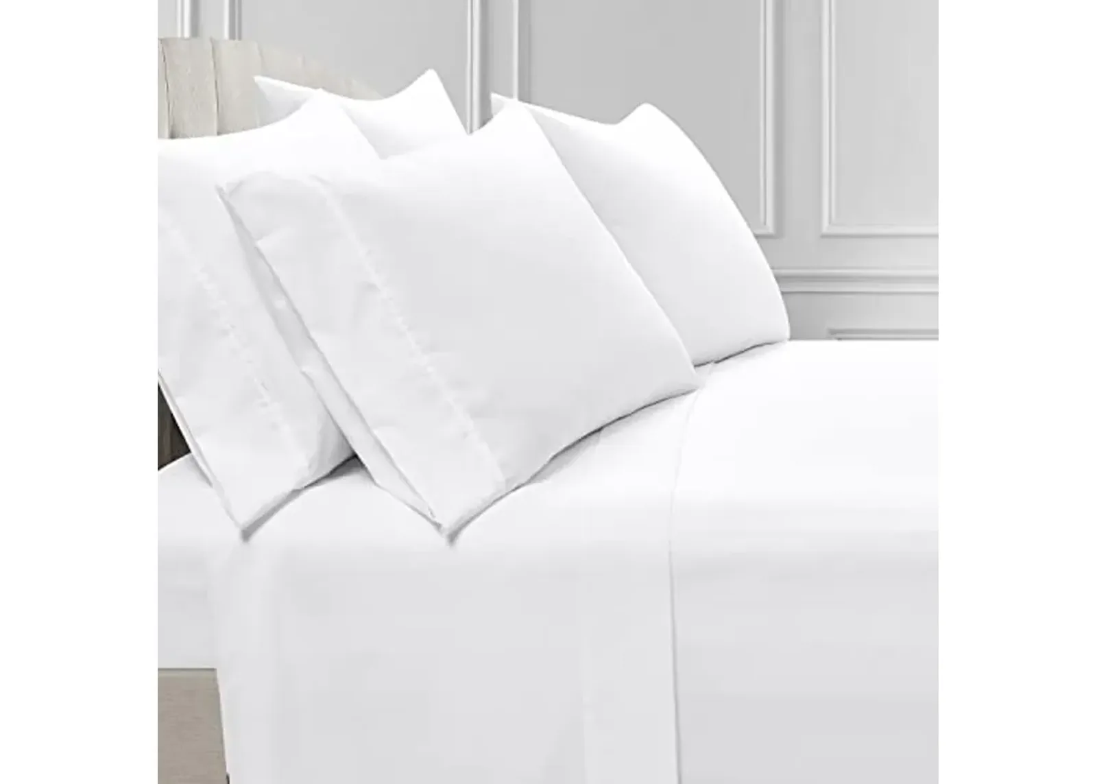 Lush Decor Farmhouse Milo Solid Silver-Infused 6 Piece Sheet Set, Queen, White