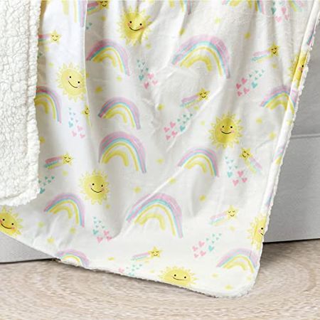 Lush Decor Sunshine Rainbow Soft Sherpa Receiving/Throw Blanket, 40" x 30", Yellow