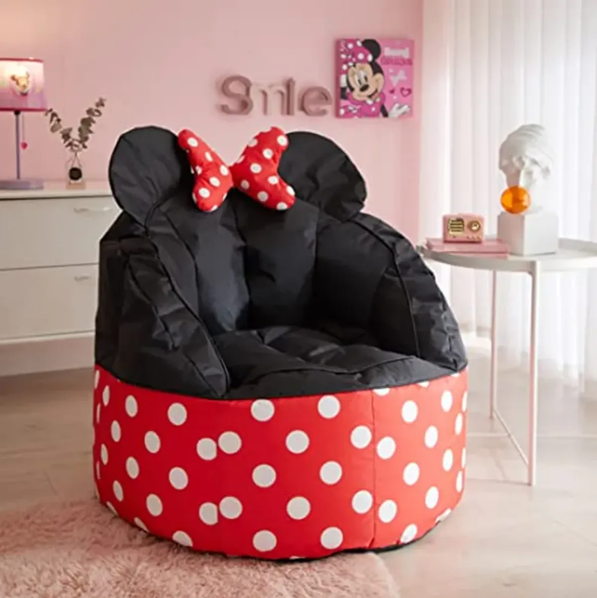 Disney Minnie Mouse 3D Figural Oversized Round Back Bean Bag Chair