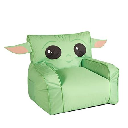 Idea Nuova Lucas Star Wars The Mandalorian Grogu aka The Child Oversized Figural Gaming Bean Bag Chair with Side Pocket, Large