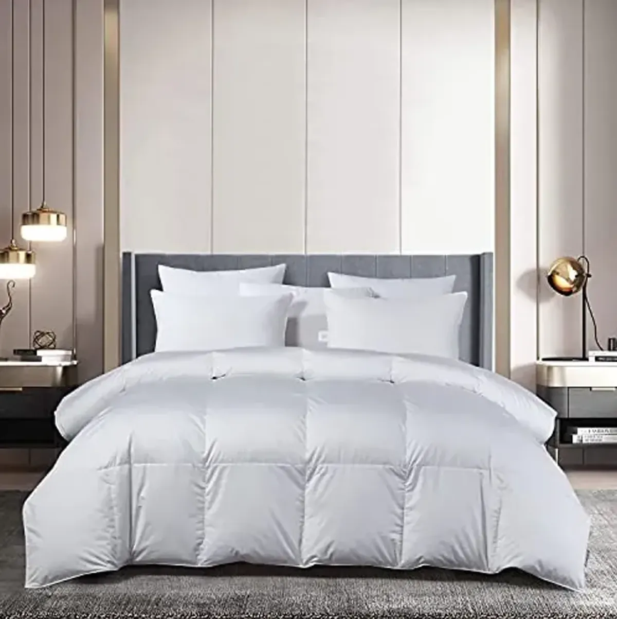 Beautyrest White Goose Down Comforter King Size - All Seasons Warmth Sateen Cotton European Down Duvet Insert 650 Fill Power Feather Down Comforter Insert Made in USA