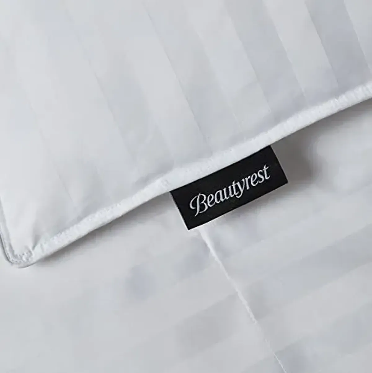 Beautyrest US Grown Cotton All Seasons Warmth Exceptional Hungarian White Goose Down Comforter Queen Size-750 Fill Power 500TC Damask Stripe Fabric