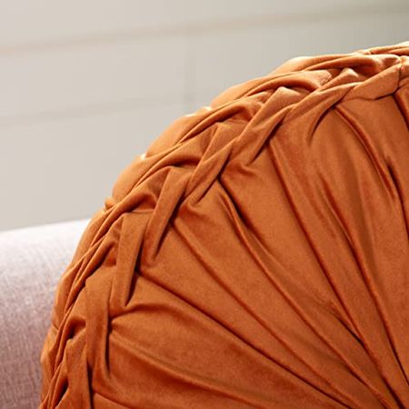 Safavieh Home Collection Leila Orange Button Tufted 18-inch Round Decorative Accent Insert Throw Pillow, 1'6"
