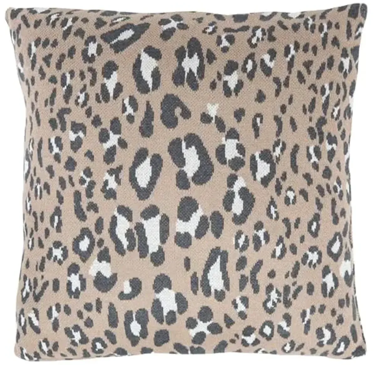 SAFAVIEH Home Collection Kasya Modern Leopard Beige/Black Cotton 18-inch Decorative Accent Insert Throw Pillow, 1'6" Square