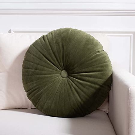 Safavieh Home Collection Vallory Calliste Green Button Tufted 16-inch Round Decorative Accent Insert Throw Pillow, 1 Count (Pack of 1)