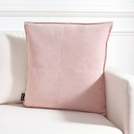 Safavieh Home Collection Karya Pink Faux Suede 18-inch Square Decorative Accent Insert Throw Pillow, 1'6"
