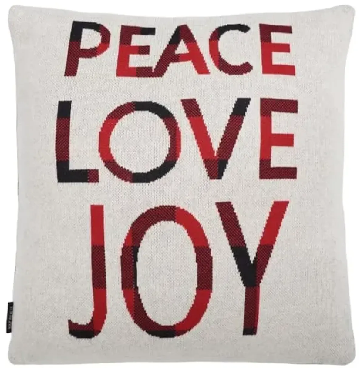 SAFAVIEH Home Collection Good Tidings Peace Love Joy Red/Beige Cotton 18-inch Square Decorative Accent Insert Throw Pillow