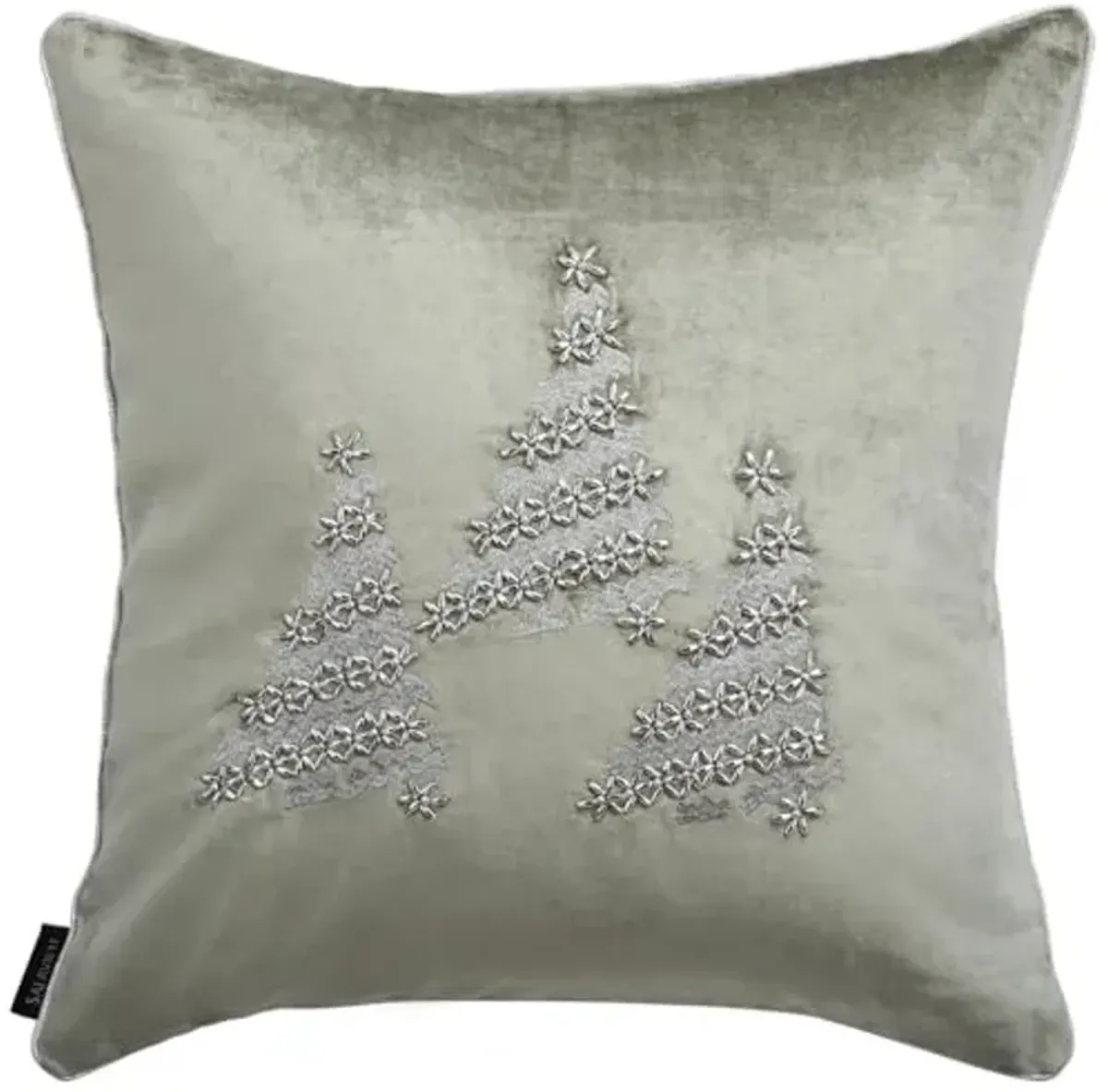 SAFAVIEH Home Collection Winter Tree Silver Beaded 18-inch Square Decorative Accent Throw Pillow with Insert