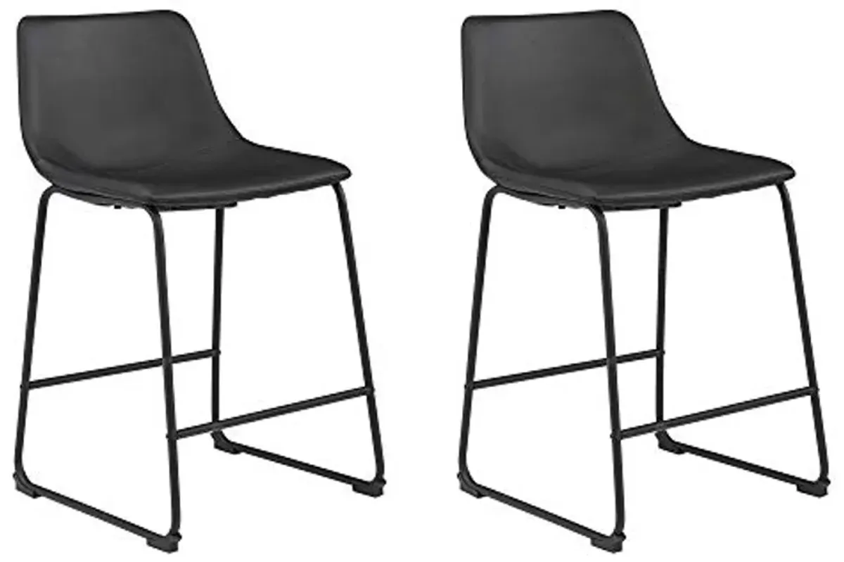 Signature Design by Ashley Centiar 24" Counter Height Modern Bucket Barstool Set of 2, Black & Centiar Mid Century Dining Room Bucket Chair, Set of 2, Black