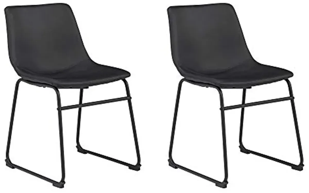 Signature Design by Ashley Centiar 24" Counter Height Modern Bucket Barstool Set of 2, Black & Centiar Mid Century Dining Room Bucket Chair, Set of 2, Black