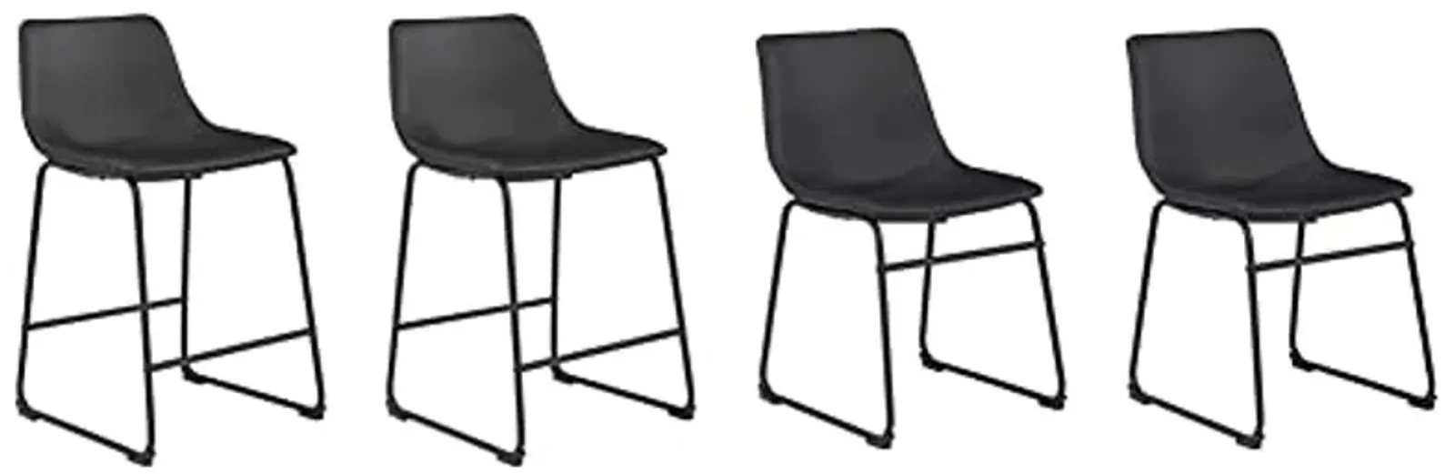 Signature Design by Ashley Centiar 24" Counter Height Modern Bucket Barstool Set of 2, Black & Centiar Mid Century Dining Room Bucket Chair, Set of 2, Black