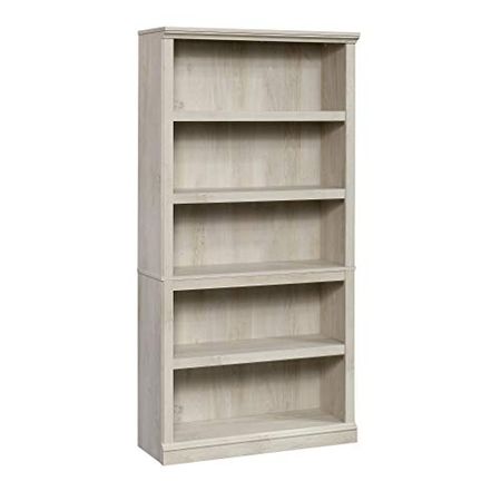 Sauder Select Collection 5-Shelf Bookcase, Chalked Chestnut Finish & Costa Library Base, Chalked Chestnut Finish
