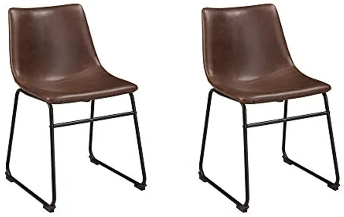 Signature Design by Ashley Centiar 24" Counter Height Modern Bucket Barstool Set of 2, Brown & Mid Century Centiar Dining Bucket Chair Set of 2, Black and Brown