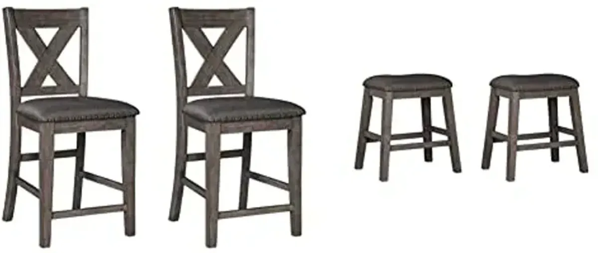 Signature Design by Ashley Caitbrook 24" Counter Height Barstools, Set of 4, Gray
