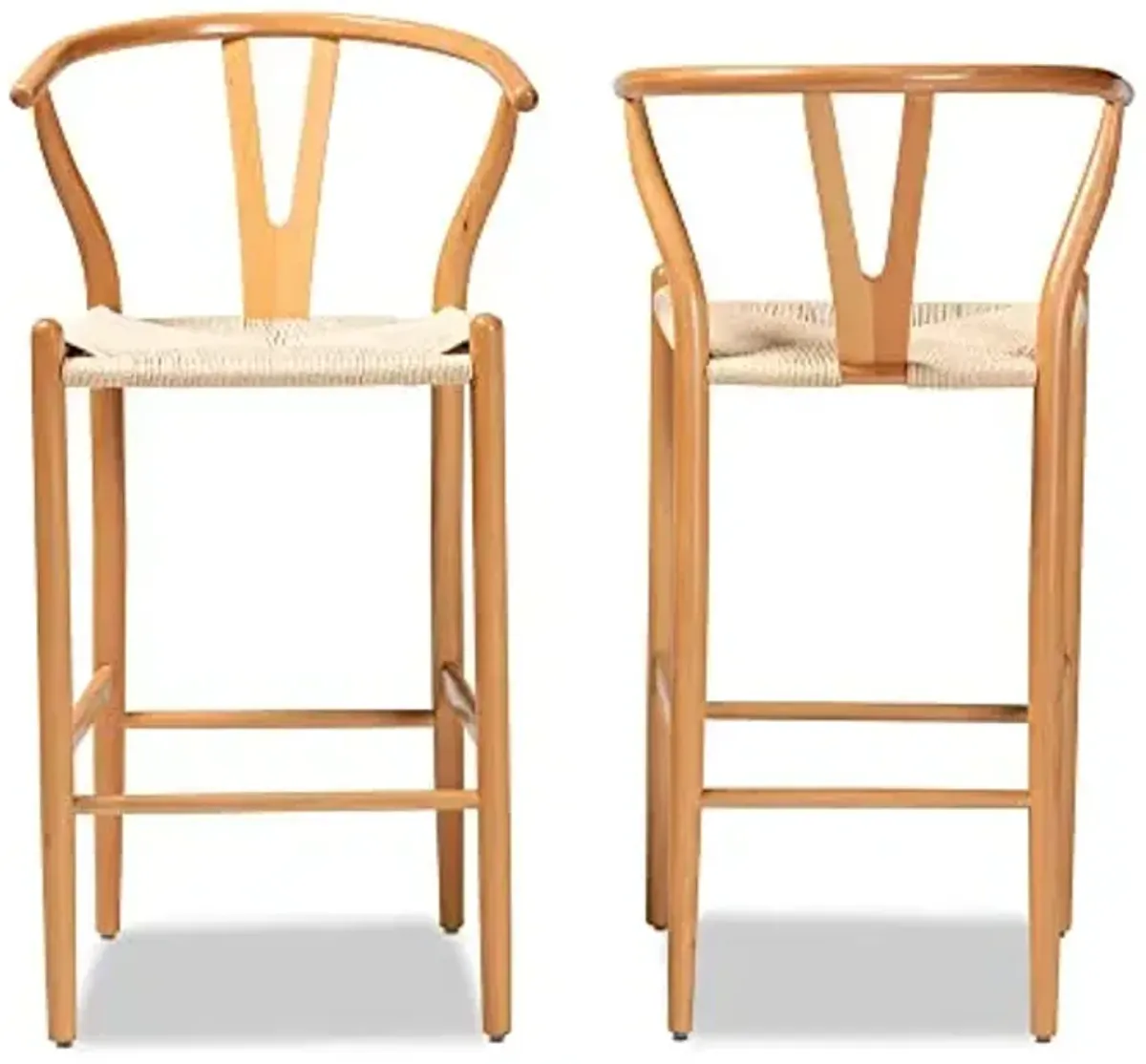 Baxton Studio Paxton Modern and Contemporary Natural Brown Finished Wood 2-Piece Counter Stool Set