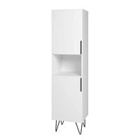 Manhattan Comfort Beekman 17.51" Narrow Bookcase Cabinet with 5 Shelves in White