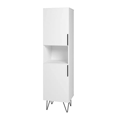 Manhattan Comfort Beekman 17.51" Narrow Bookcase Cabinet with 5 Shelves in White