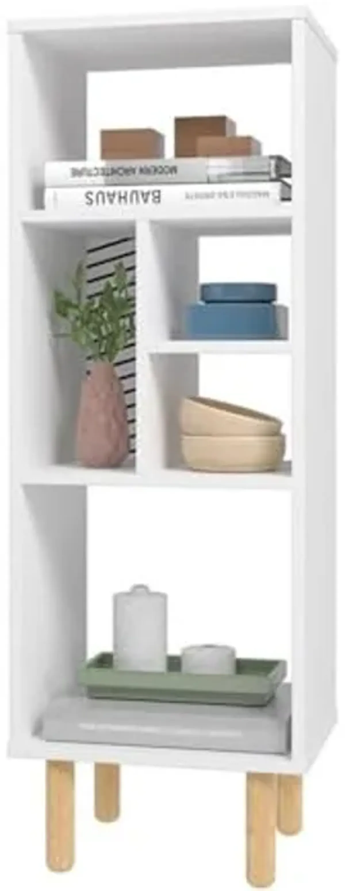 Manhattan Comfort Essex Bookcase with Plenty Shelves, 42.51", White and Zebra