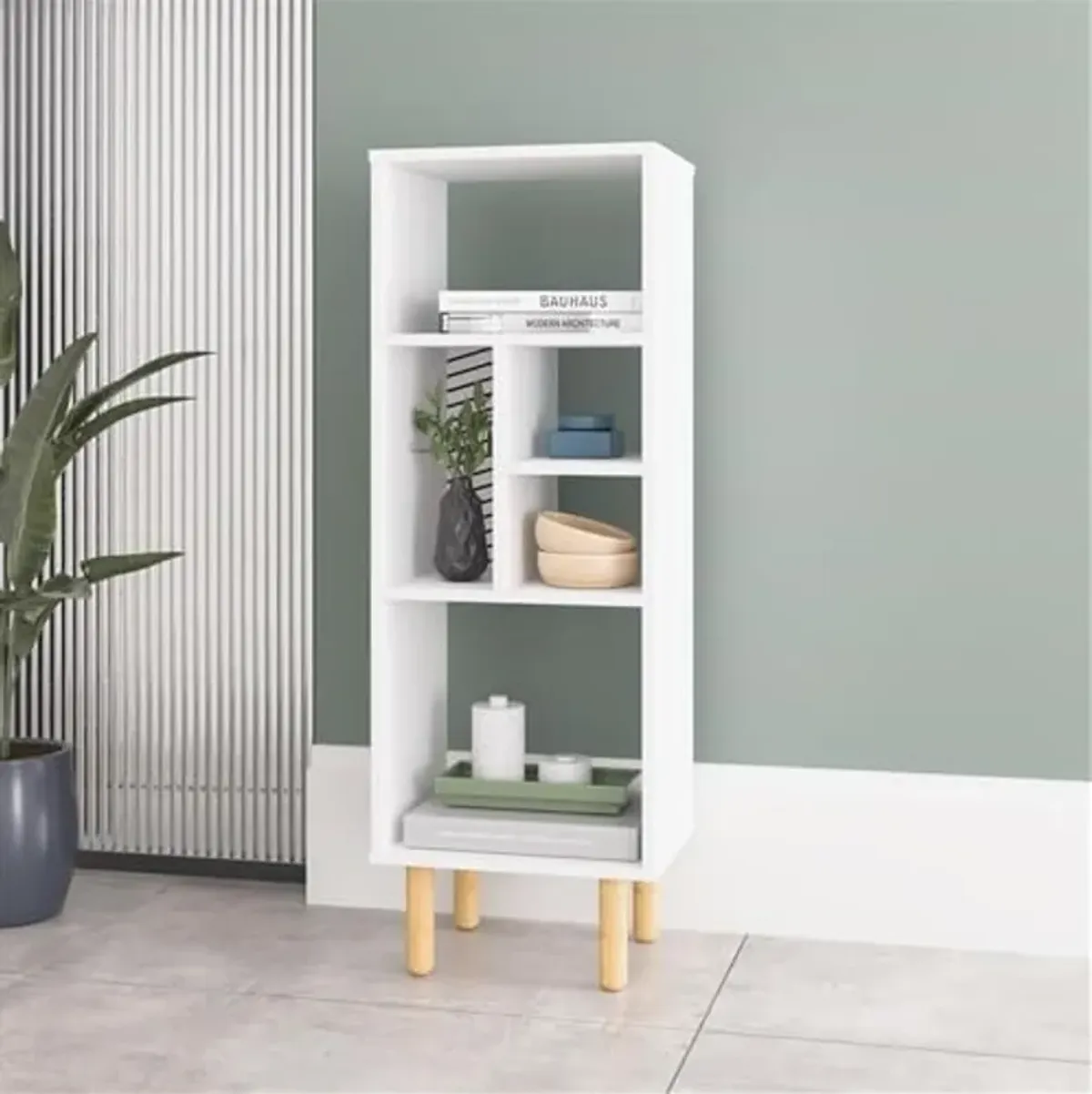 Manhattan Comfort Essex Bookcase with Plenty Shelves, 42.51", White and Zebra