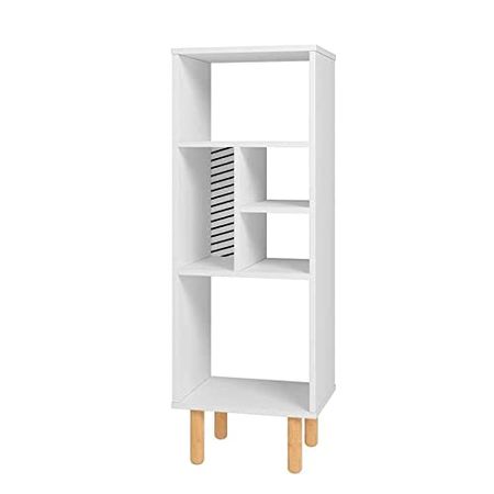Manhattan Comfort Essex 42.51" Bookcase with 5 Shelves, White and Zebra