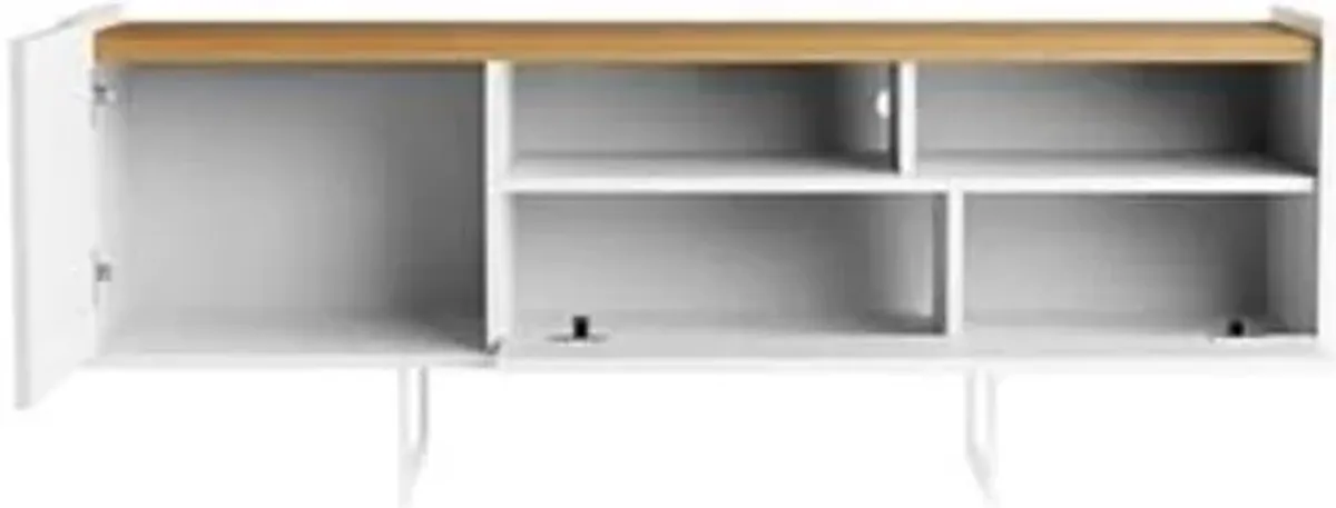 Manhattan Comfort Winston 53.14" TV Stand with 4 Shelves, 53.14 Inches, White and Cinnamon