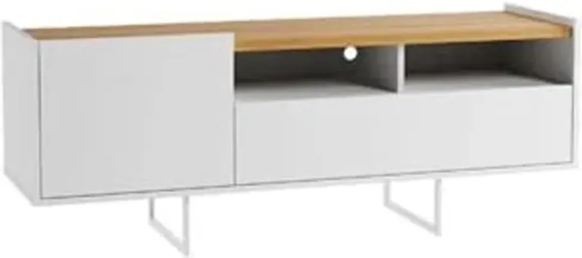 Manhattan Comfort Winston 53.14" TV Stand with 4 Shelves, 53.14 Inches, White and Cinnamon