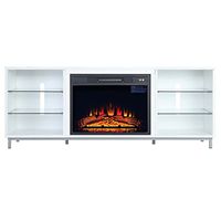 Manhattan Comfort Brighton 60" Fireplace with Glass Shelves and Media Wire Management, White