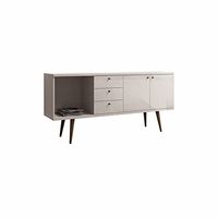 Manhattan Comfort Utopia 63.38" Wide Dresser with 3 Drawers, Off White and Maple Cream