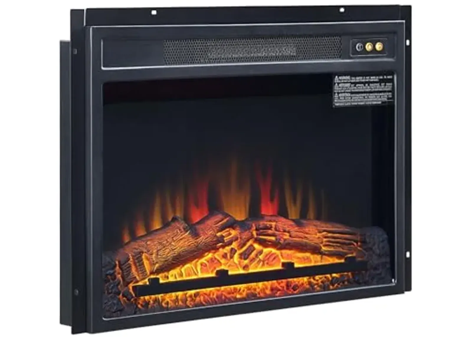 Manhattan Comfort 23 Inch Electric Fireplace Box with Remote Control, Adjustable Heat & Flame Settings, 1400W Indoor Fire Place Heater, Compact Design for Year-Round Use, Black