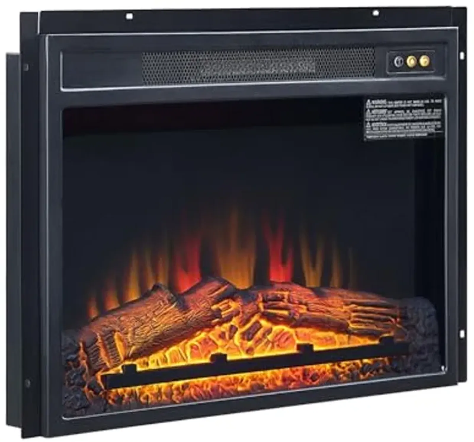 Manhattan Comfort 23 Inch Electric Fireplace Box with Remote Control, Adjustable Heat & Flame Settings, 1400W Indoor Fire Place Heater, Compact Design for Year-Round Use, Black