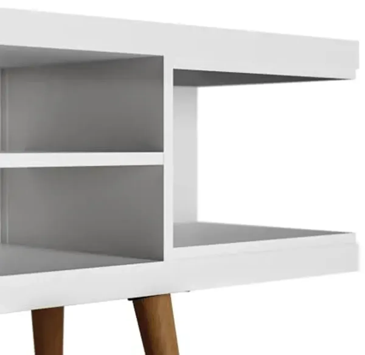 Manhattan Comfort Utopia 70.47" Freestanding Entertainment Center for Living Room, Mid Century Modern TV Stand with Shelves, Storage and Media Holes, Fits 65" Screens, White